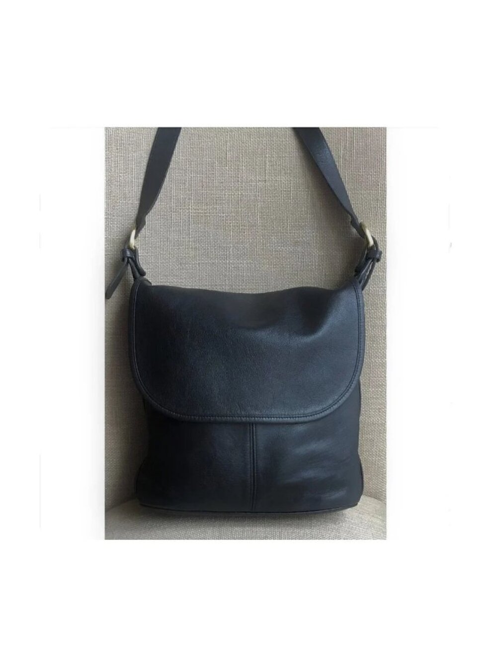 Vintage Coach Whitney Black Leather Saddle Bag Shoulder Bag Handbag Purs